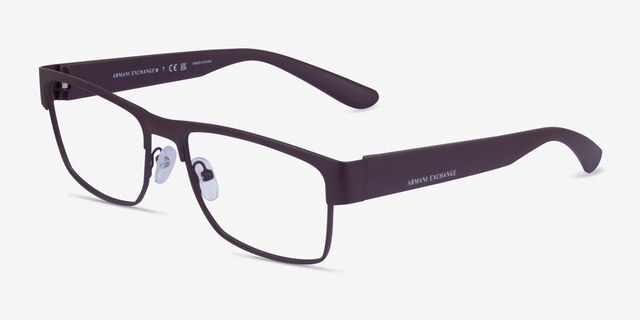 Armani Exchange AX1065 Matte Bordeaux MetalEyeglass Frames from EyeBuyDirect, Angle View