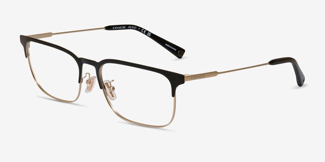 Coach HC5121 Matte Black Gold MetalEyeglass Frames from EyeBuyDirect, Angle View