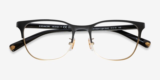 Coach HC5131 Black Gold MetalEyeglass Frames from EyeBuyDirect, Closed View