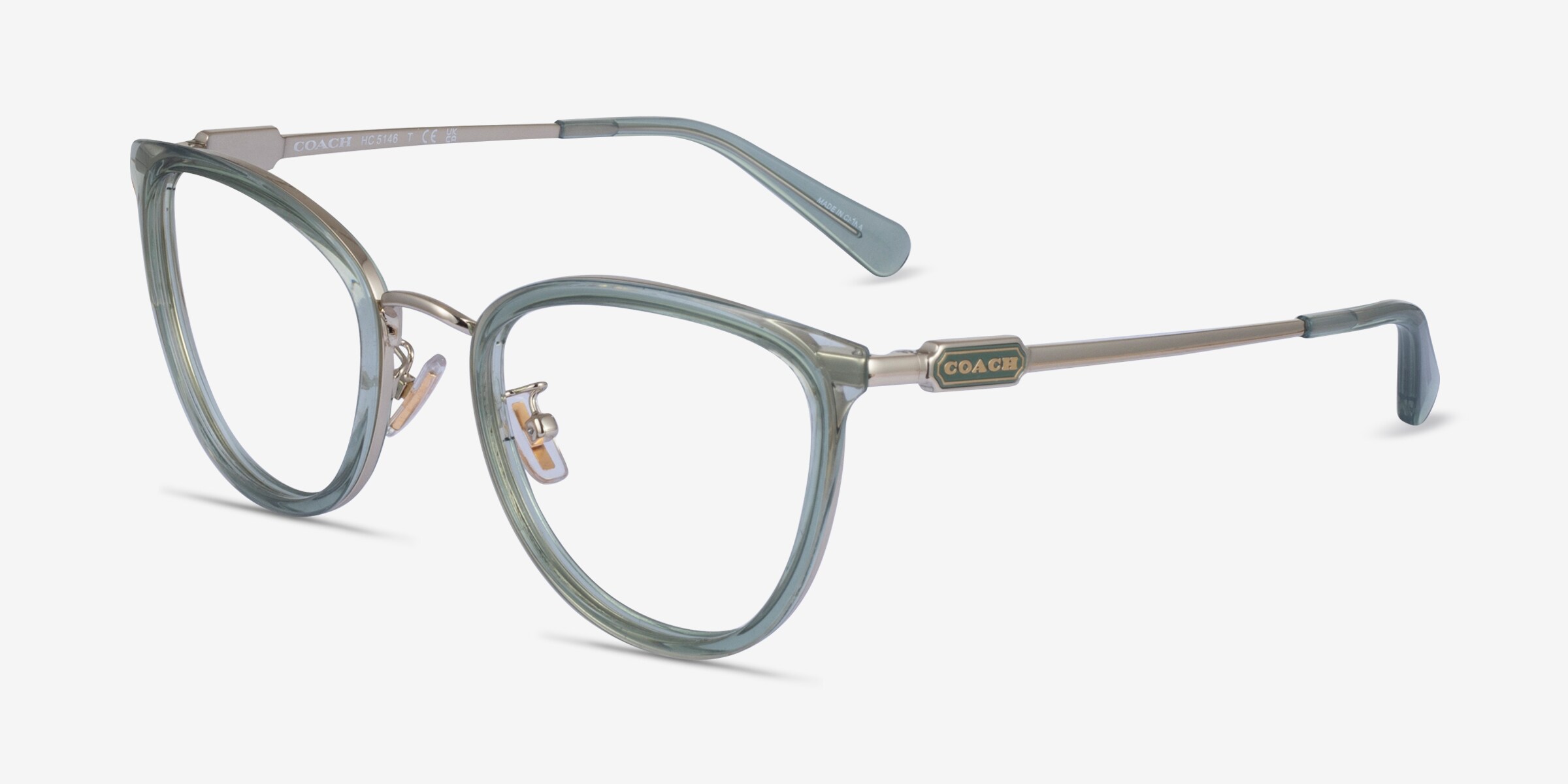 Coach Pale Green Round Transparent Frame Glasses with Gold Detail Coach 0HC7187 Sunglasses in Green | Target Optical main image 4