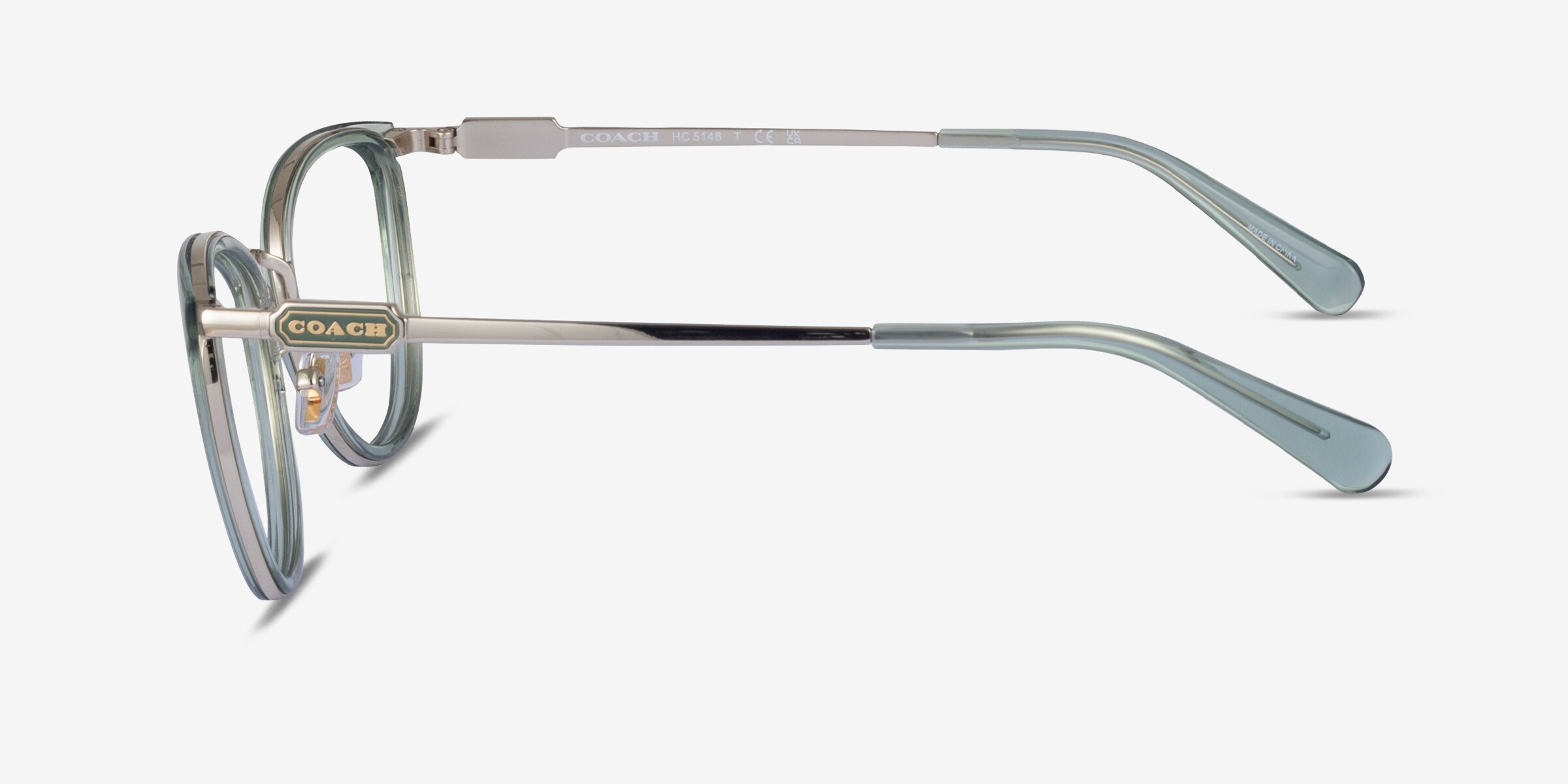 Coach HC5146 - Cat Eye Transparent Green Gold Frame Glasses  display picture 3
