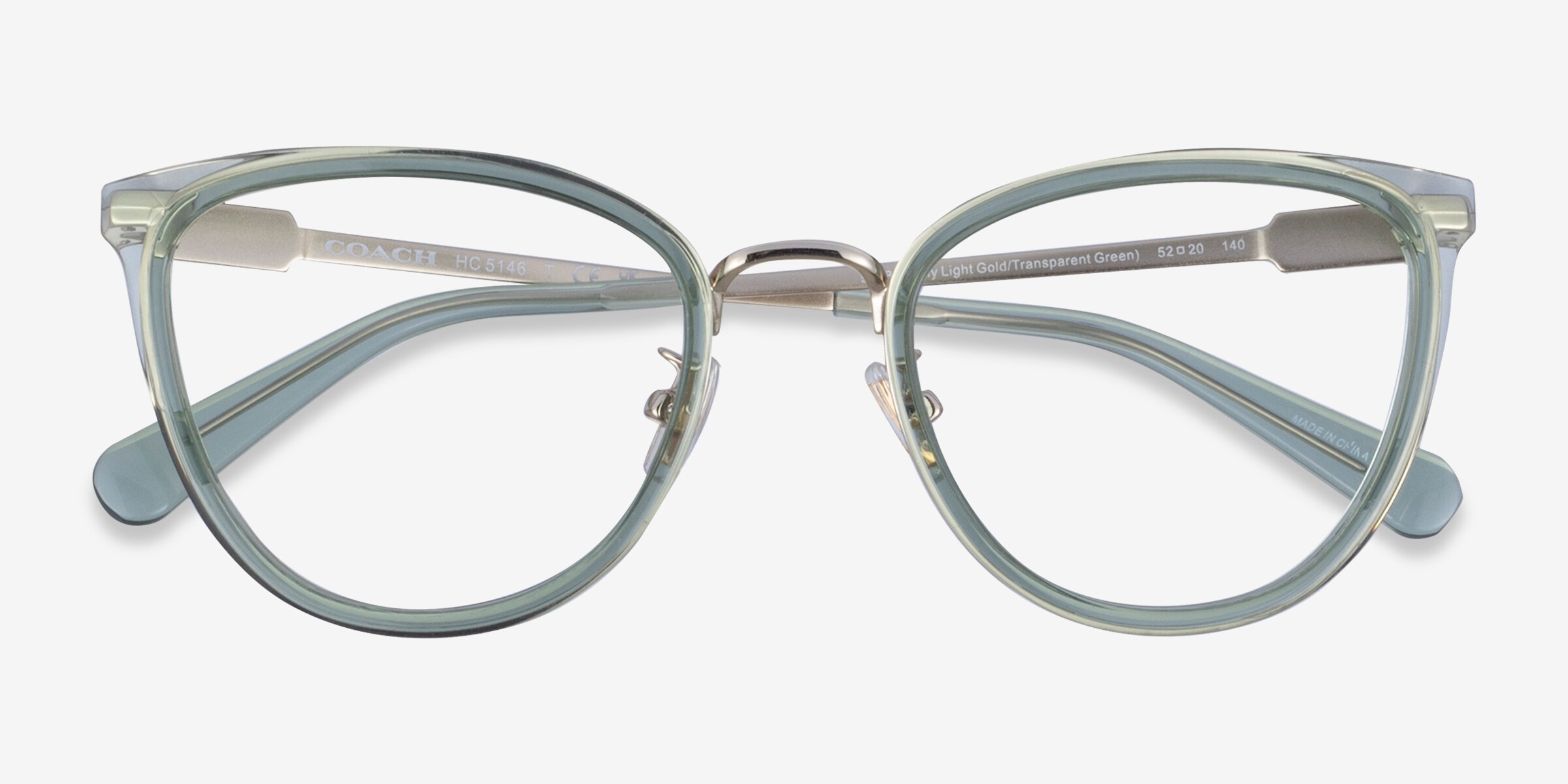 Coach HC5146 - Cat Eye Transparent Green Gold Frame Glasses  display picture 1