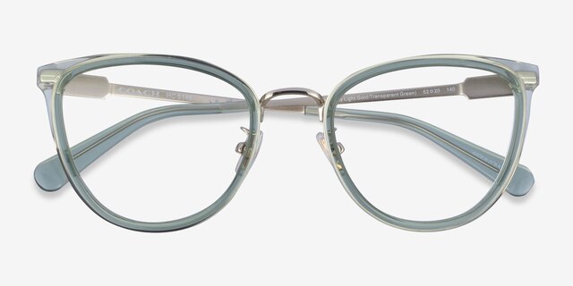 Coach HC5146 Transparent Green Gold MetalEyeglass Frames from EyeBuyDirect, Closed View