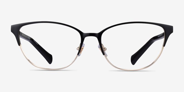 Ralph RA6055 Black Gold MetalEyeglass Frames from EyeBuyDirect, Front View
