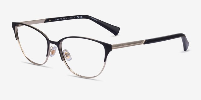 Ralph RA6055 Black Gold MetalEyeglass Frames from EyeBuyDirect, Angle View