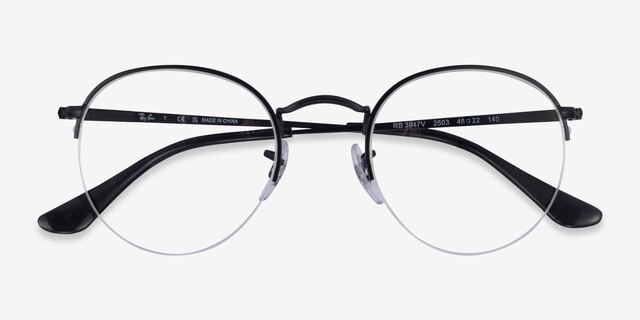 Ray-Ban RB3947V Round Shiny Black MetalEyeglass Frames from EyeBuyDirect, Closed View