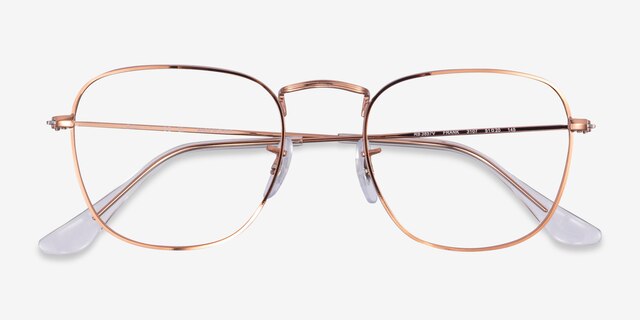 Ray-Ban RB3857V Frank Shiny Rose Gold MetalEyeglass Frames from EyeBuyDirect, Closed View