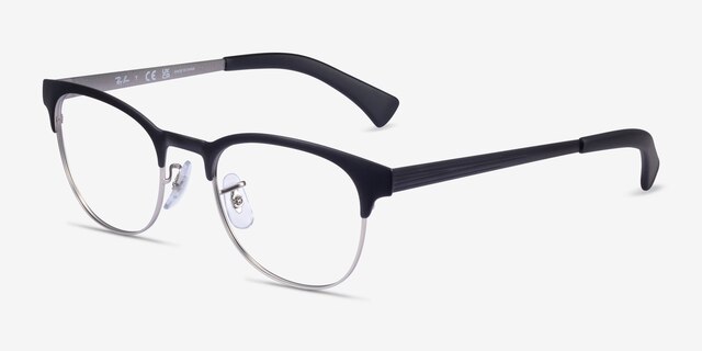 Ray-Ban RB6317 Black Silver MetalEyeglass Frames from EyeBuyDirect, Angle View