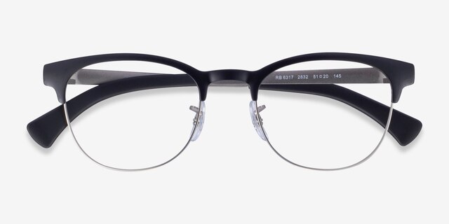 Ray-Ban RB6317 Black Silver MetalEyeglass Frames from EyeBuyDirect, Closed View