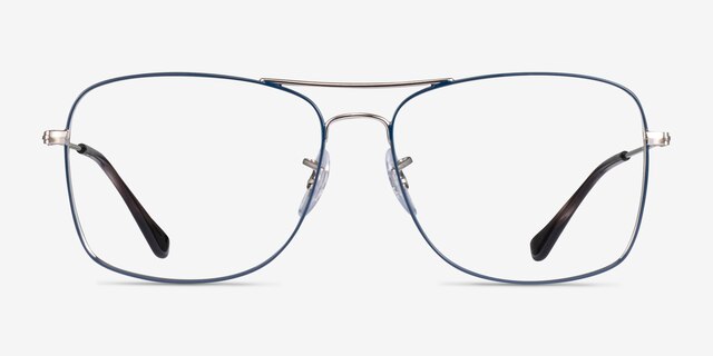 Ray-Ban RB6498 Silver Blue MetalEyeglass Frames from EyeBuyDirect, Front View