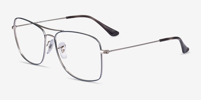 Ray-Ban RB6498 Silver Blue MetalEyeglass Frames from EyeBuyDirect, Angle View