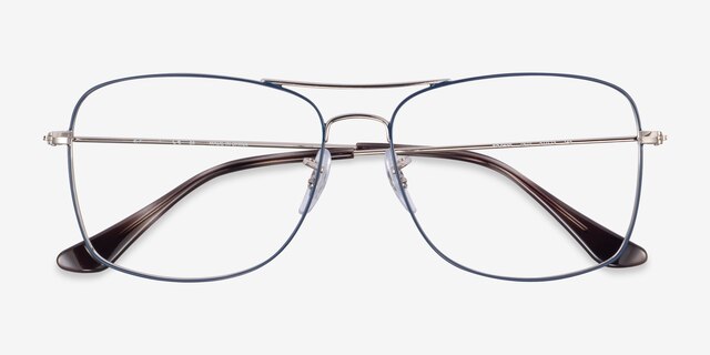 Ray-Ban RB6498 Silver Blue MetalEyeglass Frames from EyeBuyDirect, Closed View