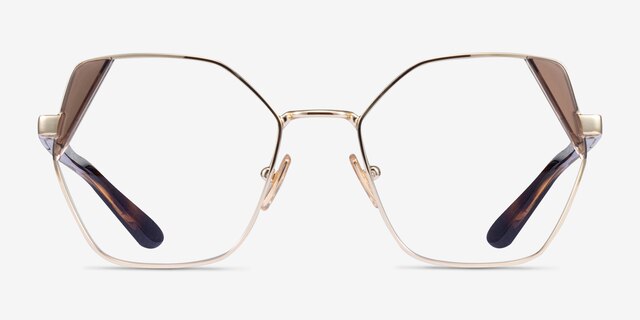Vogue Eyewear VO4270 Shiny Gold Brown MetalEyeglass Frames from EyeBuyDirect, Front View