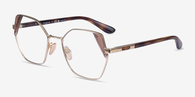 Vogue Eyewear VO4270 Shiny Gold Brown MetalEyeglass Frames from EyeBuyDirect, Angle View