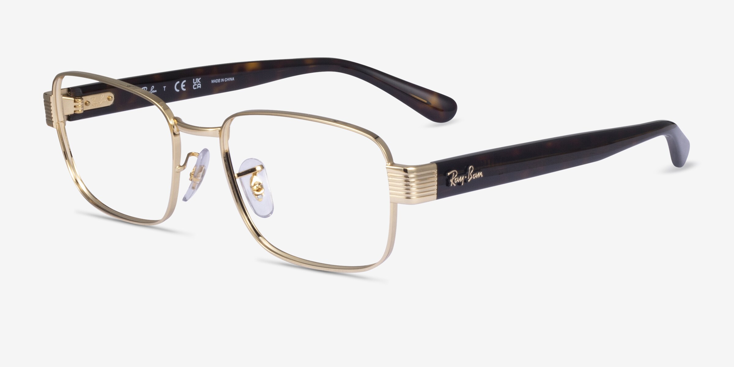 Ray-Ban RB6529 - Rectangle Gold Frame Eyeglasses | Eyebuydirect