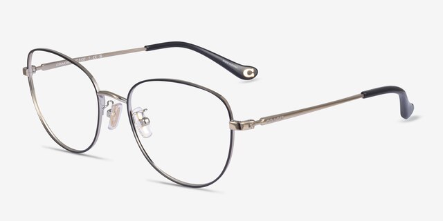 Coach HC5137 Black Gold MetalEyeglass Frames from EyeBuyDirect, Angle View