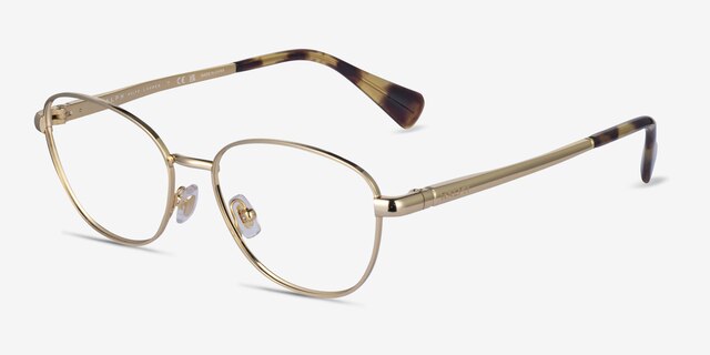 Ralph RA6057 Light Gold MetalEyeglass Frames from EyeBuyDirect, Angle View