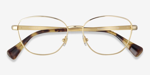 Ralph RA6057 Light Gold MetalEyeglass Frames from EyeBuyDirect, Closed View