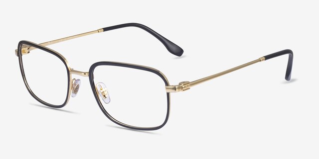 Ray-Ban RB6495 Black Gold MetalEyeglass Frames from EyeBuyDirect, Angle View