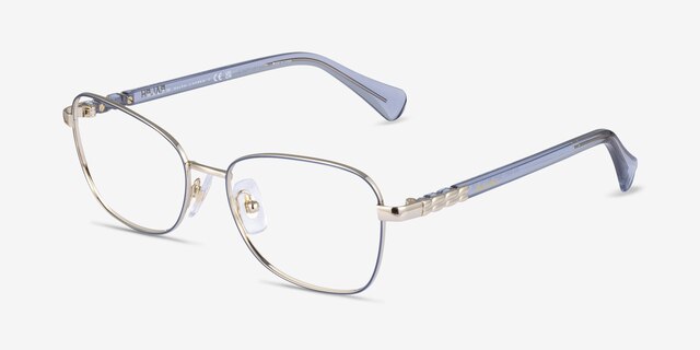 Ralph RA6062 Shiny Light Blue MetalEyeglass Frames from EyeBuyDirect, Angle View
