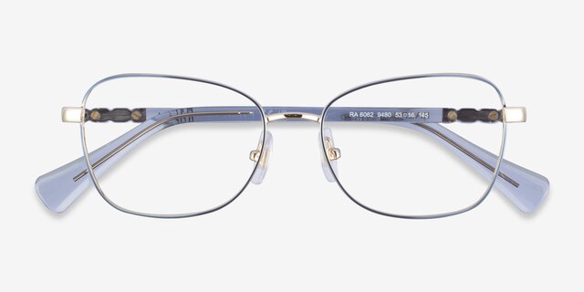Ralph RA6062 Shiny Light Blue MetalEyeglass Frames from EyeBuyDirect, Closed View