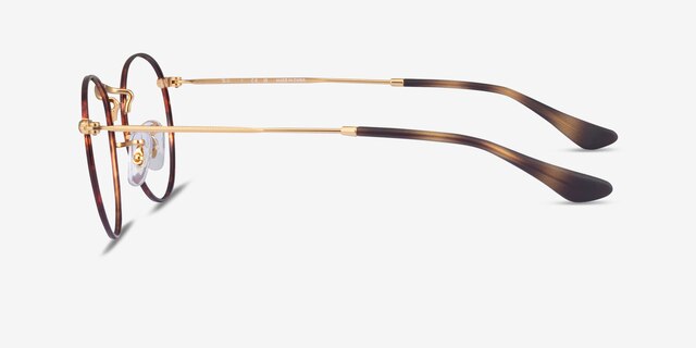 Ray-Ban RB3447V Round Gold Tortoise MetalEyeglass Frames from EyeBuyDirect, Side View