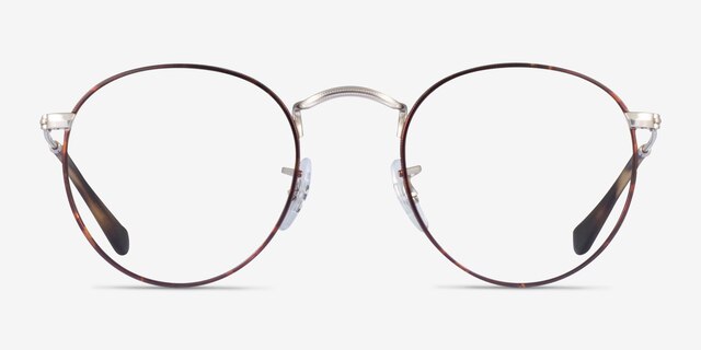 Ray-Ban RB3447V Round Silver Tortoise MetalEyeglass Frames from EyeBuyDirect, Front View