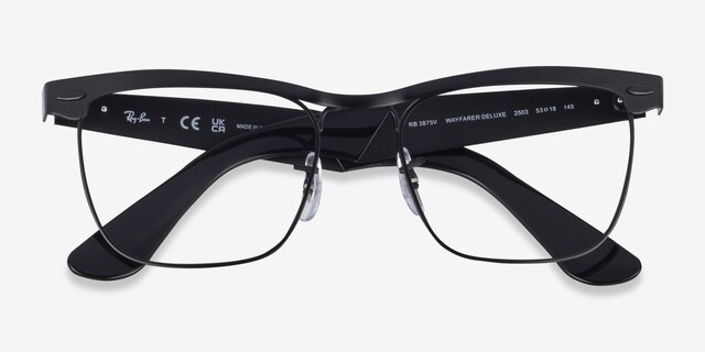 Ray-Ban RB3875V Wayfarer Deluxe Black MetalEyeglass Frames from EyeBuyDirect, Closed View