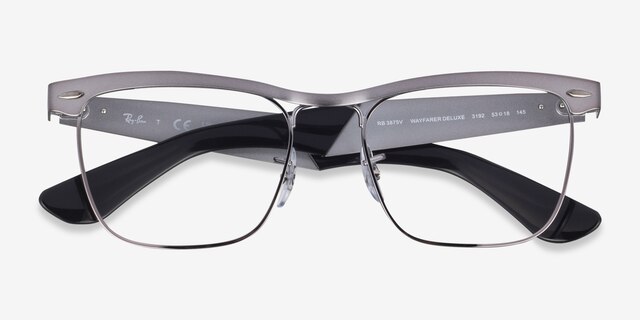 Ray-Ban RB3875V Wayfarer Deluxe Gunmetal MetalEyeglass Frames from EyeBuyDirect, Closed View