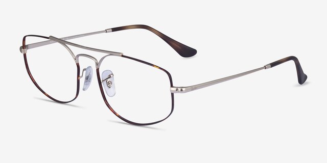 Ray-Ban RB6545 Explorer 5 Silver Tortoise MetalEyeglass Frames from EyeBuyDirect, Angle View