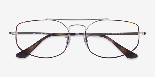 Ray-Ban RB6545 Explorer 5 Silver Tortoise MetalEyeglass Frames from EyeBuyDirect, Closed View