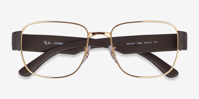 Ray-Ban RB6532 Liteforce Gold MetalEyeglass Frames from EyeBuyDirect, Closed View