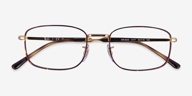 Ray-Ban RB6533 Tortoise MetalEyeglass Frames from EyeBuyDirect, Closed View