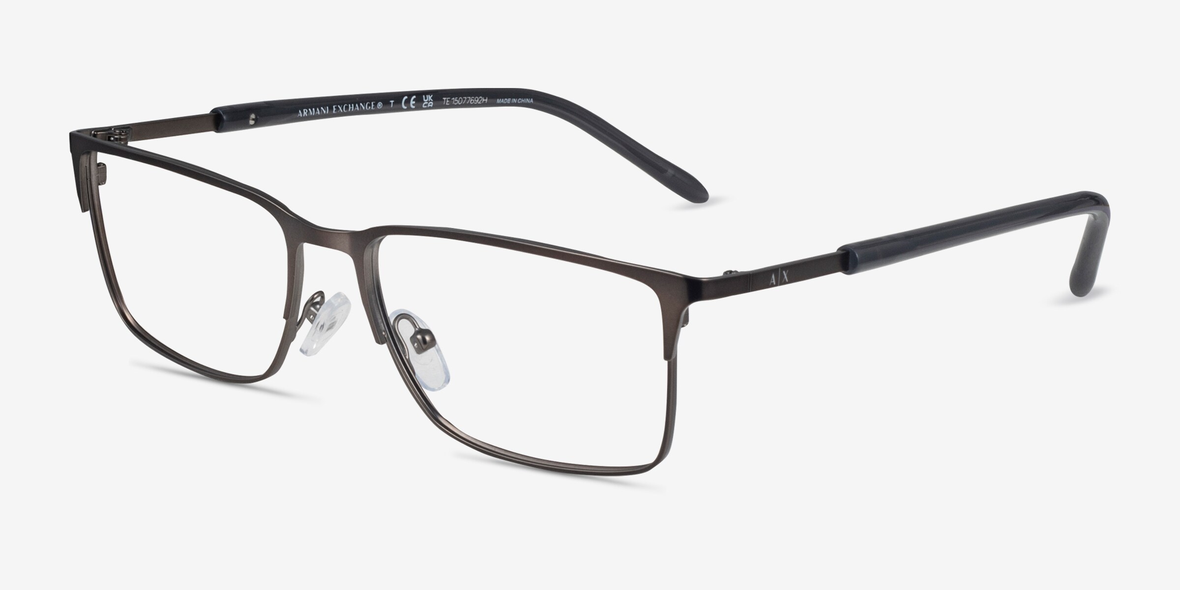 Armani Exchange AX1073 - Rectangle Matte Gunmetal Frame Glasses
