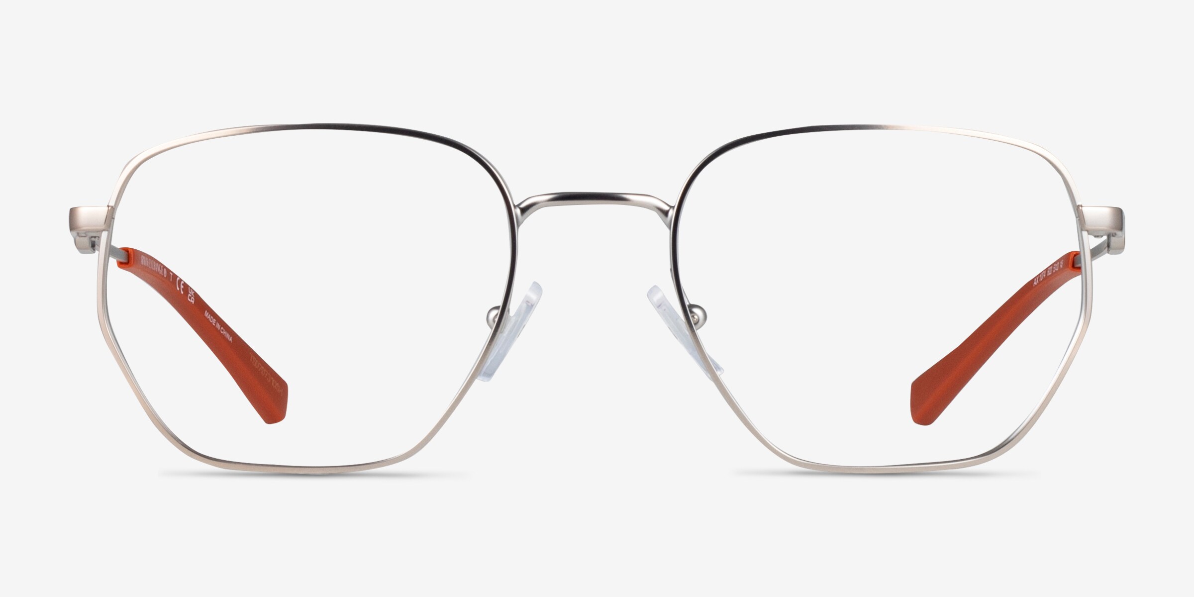 Armani Exchange AX1074 - Geometric Matte Silver Frame Eyeglasses