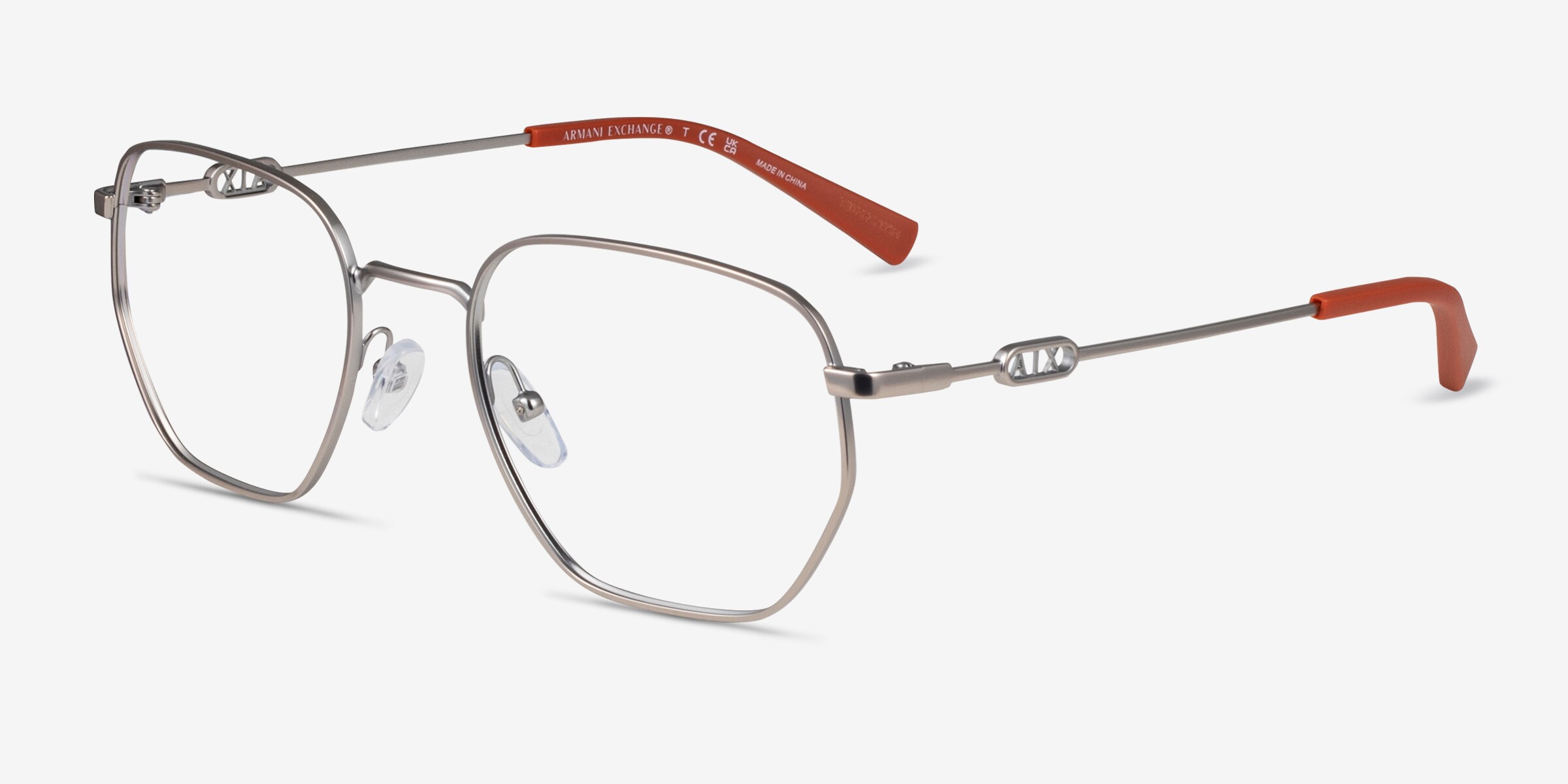 Armani Exchange AX1074 - Geometric Matte Silver Frame Eyeglasses