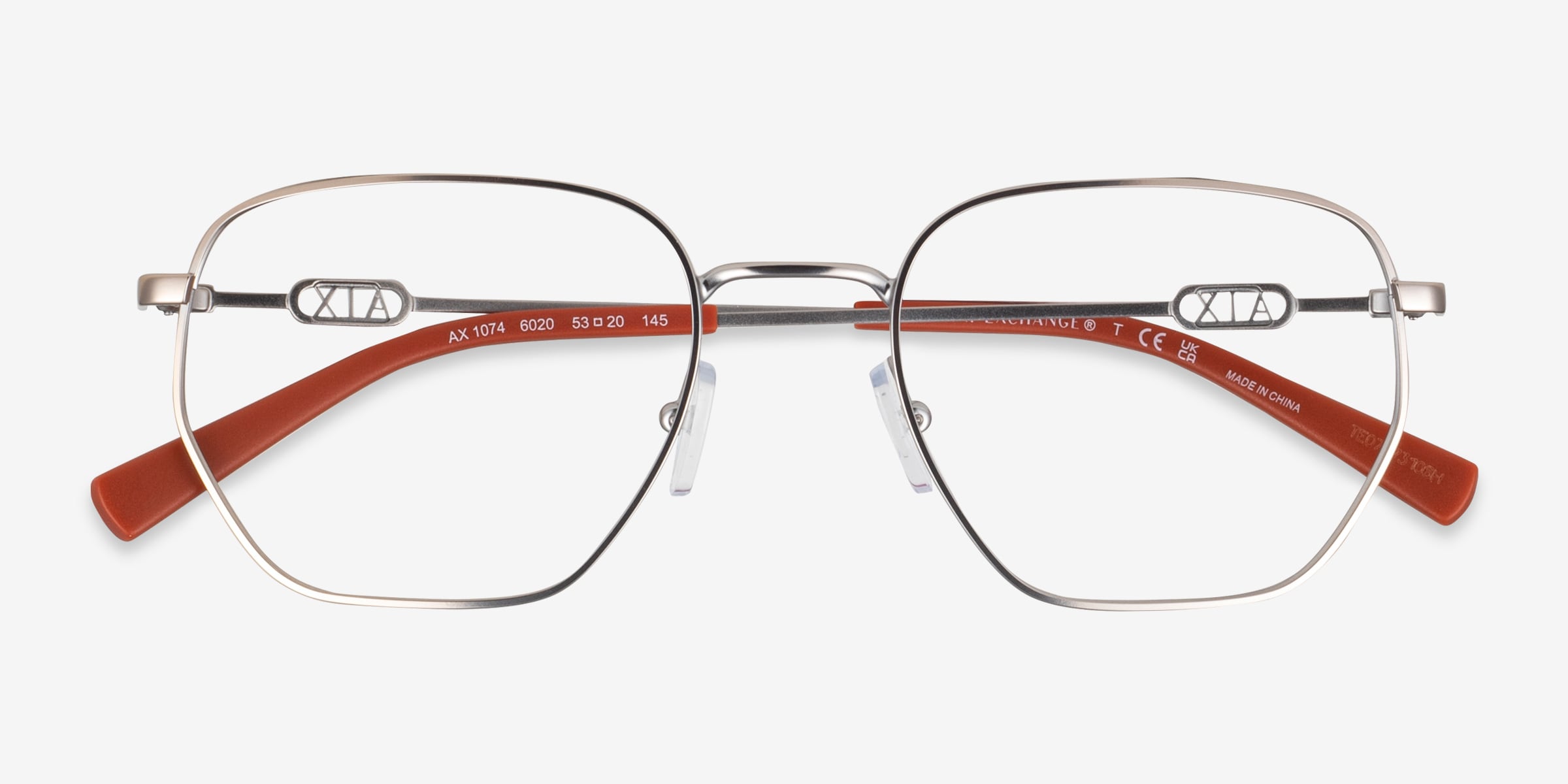 Armani Exchange AX1074 - Geometric Matte Silver Frame Eyeglasses