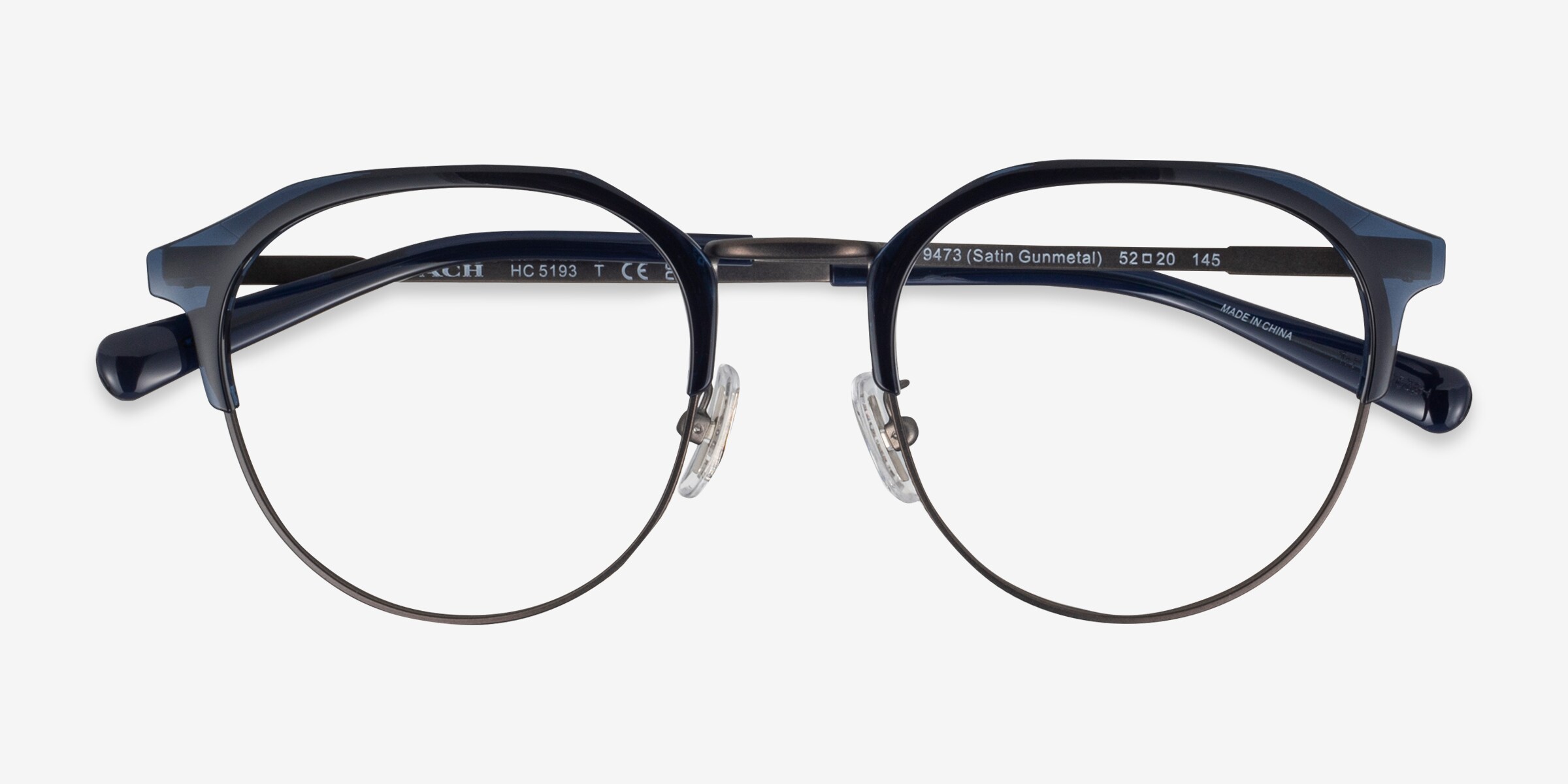 Coach HC5193 - Round Satin Gunmetal Frame Glasses For Men