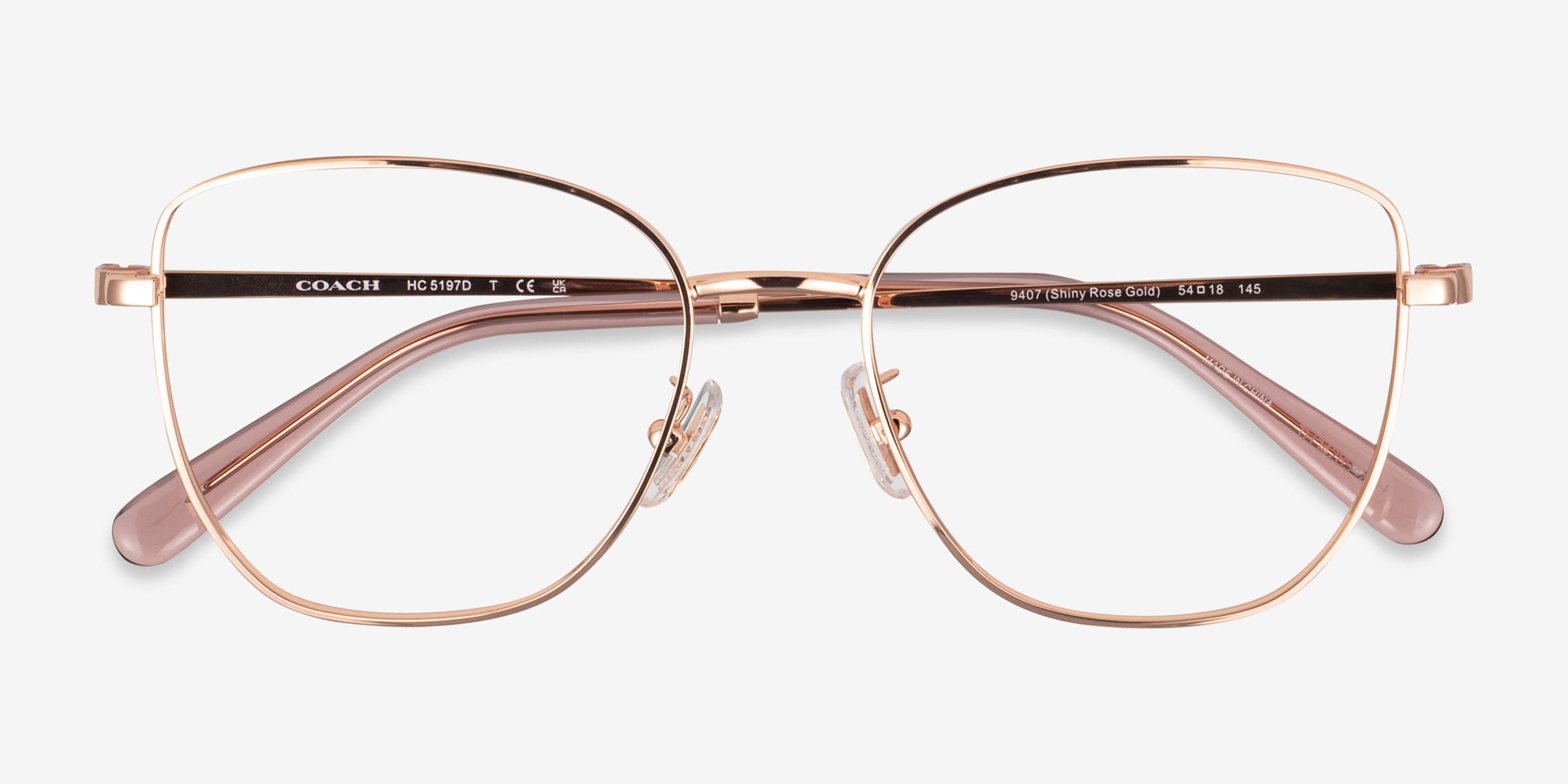 New Coach Women- Hexagon metal shiny Rose Gold frames w/ Gray gradient Coach HC5137 - Cat Eye Shiny Rose Gold Frame Glasses For  main image 4