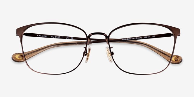 Coach HC5135 Satin Dark Brown MetalEyeglass Frames from EyeBuyDirect, Closed View