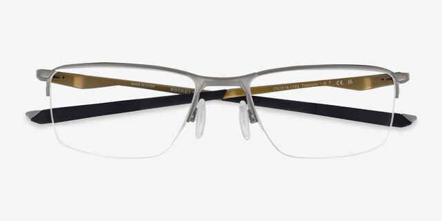 Oakley Socket 5.5 Silver MetalEyeglass Frames from EyeBuyDirect, Closed View