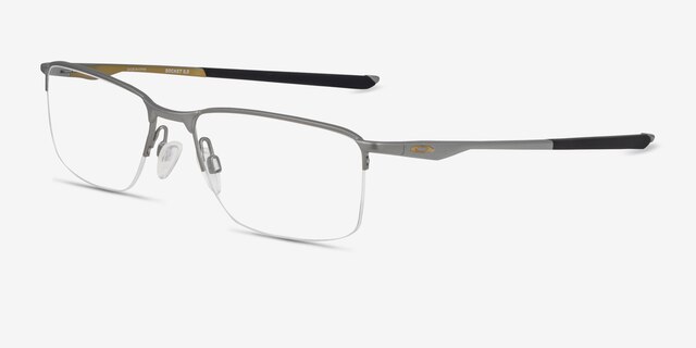 Oakley Socket 5.5 Silver MetalEyeglass Frames from EyeBuyDirect, Angle View
