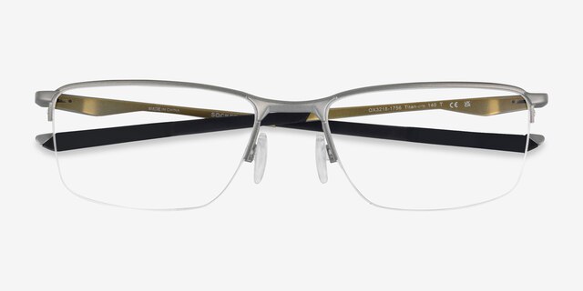 Oakley Socket 5.5 Silver MetalEyeglass Frames from EyeBuyDirect, Closed View