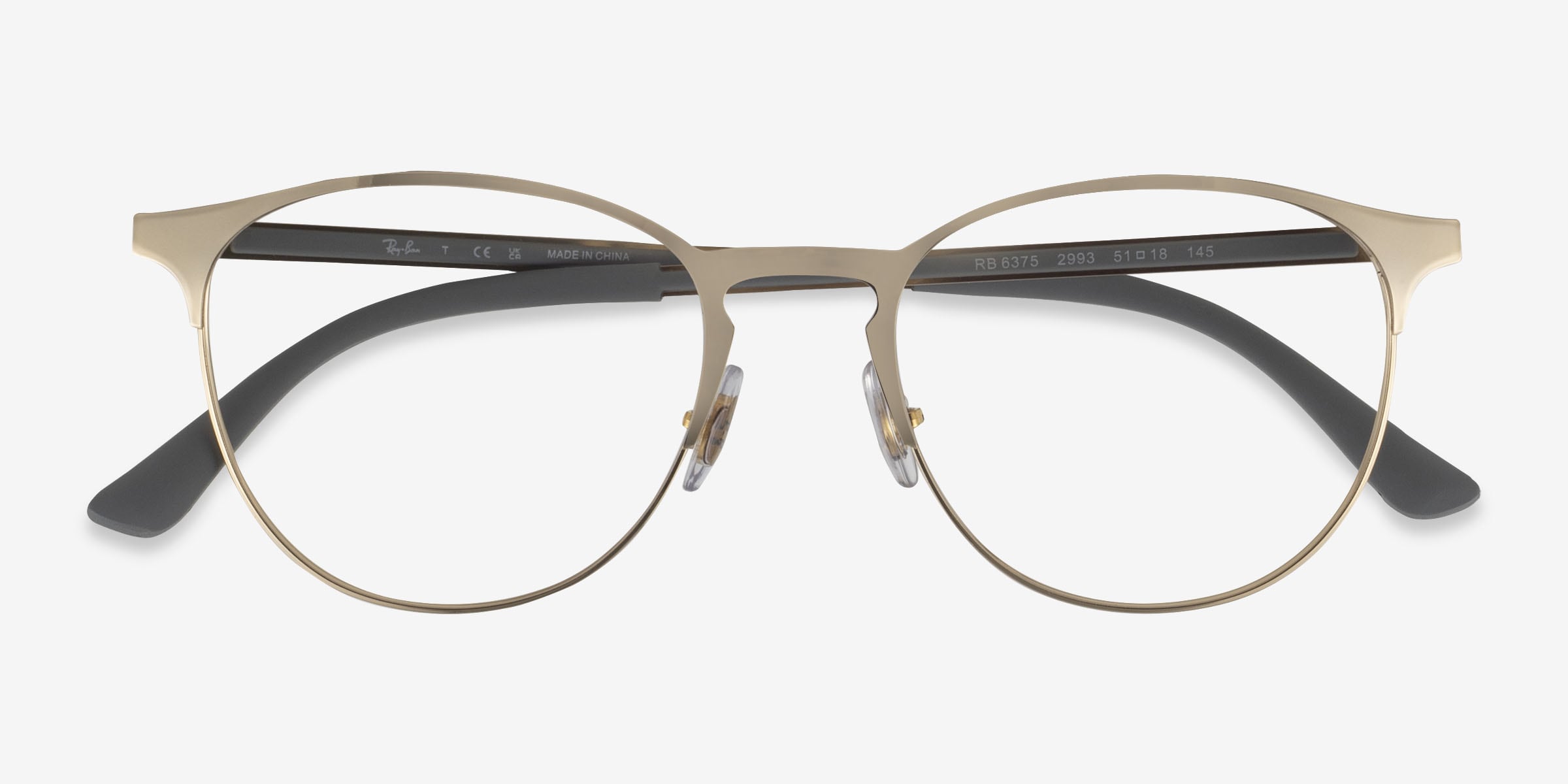 Ray-Ban RB6375 - Round Black Gold Frame Eyeglasses | Eyebuydirect