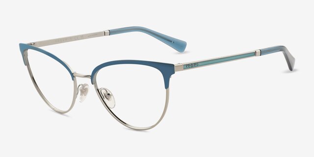 Vogue Eyewear VO4250 Blue Silver MetalEyeglass Frames from EyeBuyDirect, Angle View