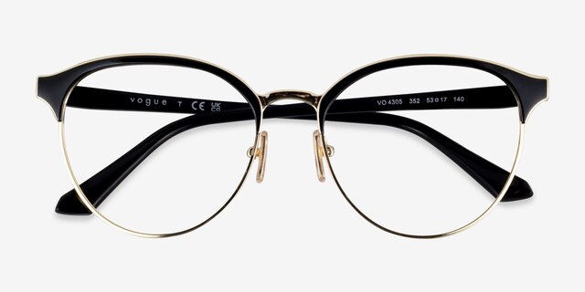 Vogue Eyewear VO4305 Black Gold MétalMontures de lunettes de vue d'EyeBuyDirect, Vue Rapprochée