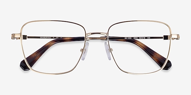 Swarovski SK1003 Pale Gold MetalEyeglass Frames from EyeBuyDirect, Closed View