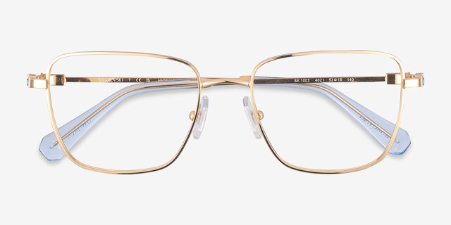 Swarovski SK1003 Gold MetalEyeglass Frames from EyeBuyDirect, Closed View