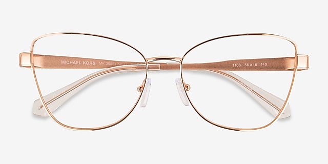 Michael Kors MK3085 Paris Rose Gold MetalEyeglass Frames from EyeBuyDirect, Closed View