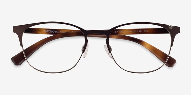 Emporio Armani EA1059 Matte Brown Gunmetal MetalEyeglass Frames from EyeBuyDirect, Closed View